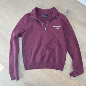 Abercrombie & Fitch burgundy half Zip Sweater with Ribbed Cuffs